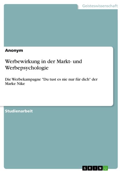 Produktbild: Werbewirkung in der Markt- und Werbepsychologie