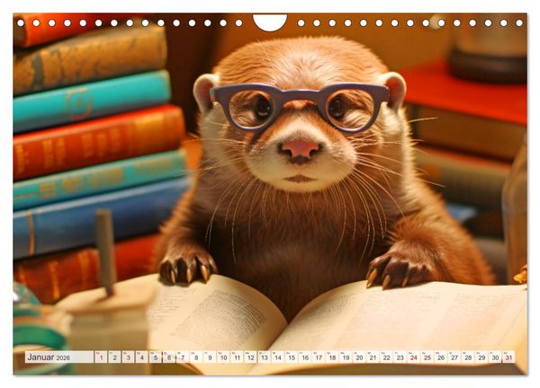 Produktbild: Otter bei der Arbeit (Wandkalender 2026 DIN A4 quer), CALVENDO Monatskalender