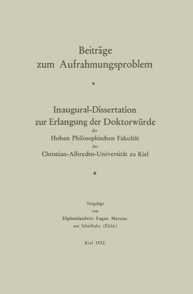 Produktbild: Beitr&auml;ge zum Aufrahmungsproblem