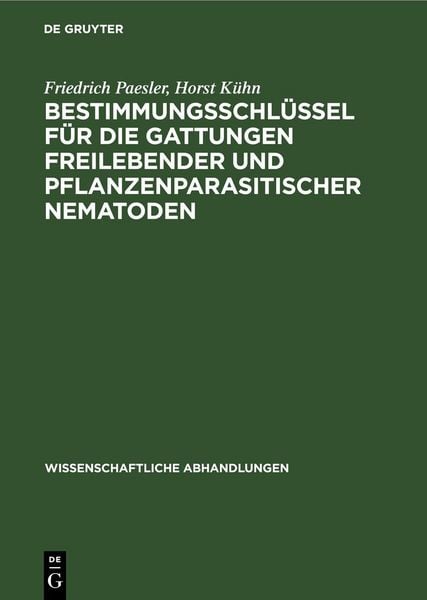 Produktbild: Bestimmungsschl&uuml;ssel f&uuml;r die Gattungen freilebender und pflanzenparasitischer Nematoden