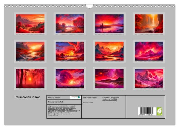 Produktbild: Tr&auml;umereien in Rot (Wandkalender 2026 DIN A3 quer), CALVENDO Monatskalender