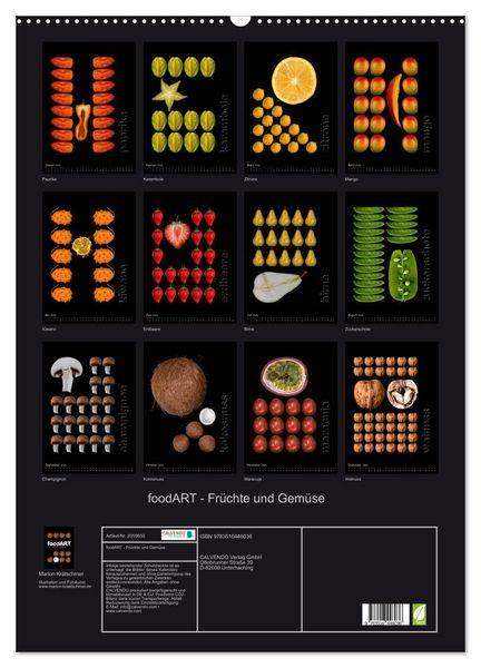 Produktbild: foodART - Fr&uuml;chte und Gem&uuml;se (Wandkalender 2026 DIN A2 hoch), CALVENDO Monatskalender