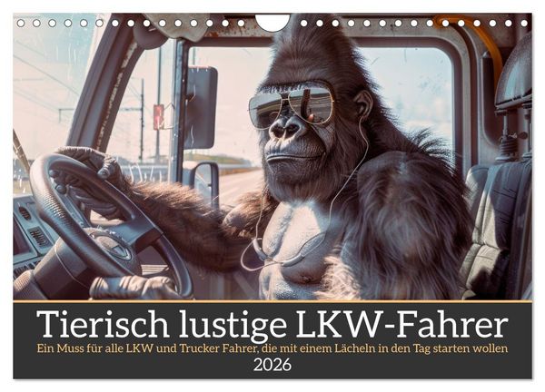 Produktbild: Tierisch lustige LKW-Fahrer (Wandkalender 2026 DIN A4 quer), CALVENDO Monatskalender