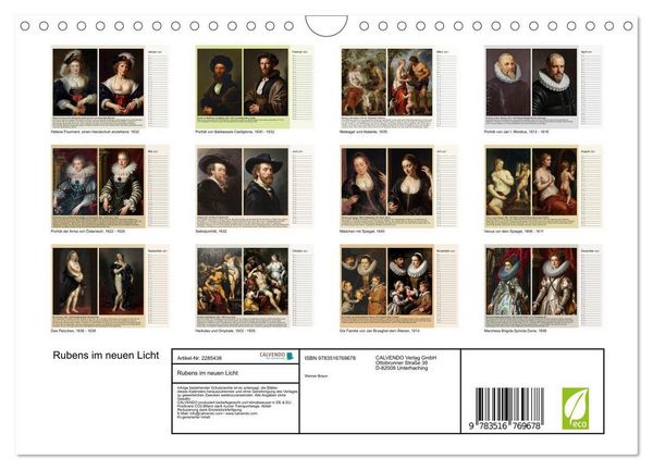 Produktbild: Rubens im neuen Licht (Wandkalender 2027 DIN A4 quer), CALVENDO Monatskalender