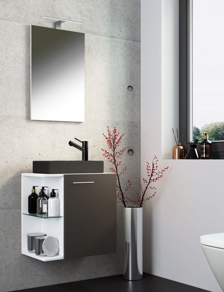 Produktbild: 3-tlg Waschtisch Hausa Spiegel Toilette Schwarz