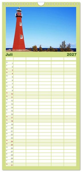 Produktbild: Familienplaner 2027 - Leuchtt&uuml;rme - Wegweisend durch das Jahr mit 5 Spalten (Wandkalender, 21 x 45 cm) CALVENDO