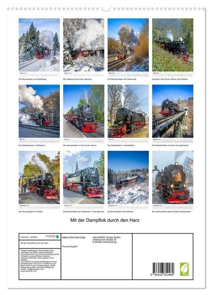 Produktbild: Mit der Dampflok durch den Harz (hochwertiger Premium Wandkalender 2027 DIN A2 hoch), Kunstdruck in Hochglanz