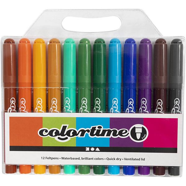 Produktbild: Creativ Company Colortime Marker, Strichst&auml;rke 5 mm, Zus&auml;tzliche Farben, 12 Stk