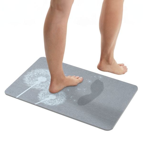 Diatomit Badematte Mod. Astera Grau, 60 x 39 cm, schnelltrocknend und rutschsicher