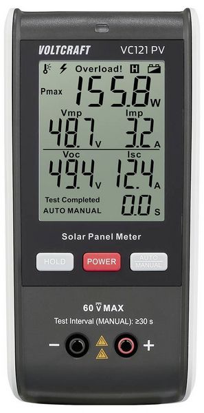Produktbild: VOLTCRAFT VC121 PV Solar-Panel-Messger&auml;t bis 800W Anzeige Strom Spannung Leistung Kurzschluss