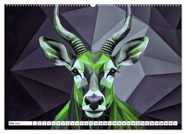 Produktbild: Low Poly Wildlife (hochwertiger Premium Wandkalender 2026 DIN A2 quer), Kunstdruck in Hochglanz