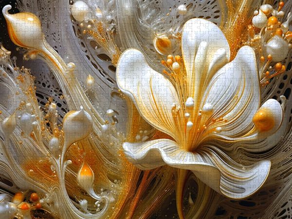 Produktbild: CALVENDO Puzzle Zartes Geflecht - edle Bl&uuml;ten in orange und gold | 2000 Teile Lege-Gr&ouml;&szlig;e 90x67cm Foto-Puzzle f&uuml;r gl&uuml;ckliche Stunden