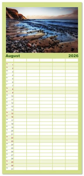 Produktbild: Familienplaner 2026 - Leidenschaft Landschaften mit 5 Spalten (Wandkalender, 21 x 45 cm) CALVENDO