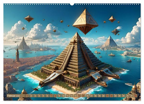 Produktbild: Steampunk Pyramidenwelt (hochwertiger Premium Wandkalender 2026 DIN A2 quer), Kunstdruck in Hochglanz