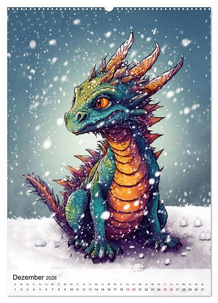 Produktbild: Drachen Kinder (hochwertiger Premium Wandkalender 2026 DIN A2 hoch), Kunstdruck in Hochglanz