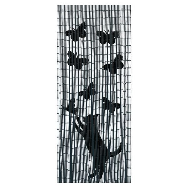 Bambusvorhang Katze und Schmetterling, 90 x 200 cm