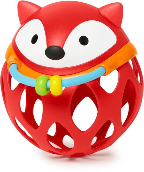 Rasselball Fuchs mit Beißring, rot