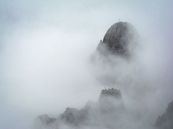 CALVENDO Puzzle Karwendelköpfe im Nebel | 1000 Teile Lege-Größe 64x48cm Foto-Puzzle für glückliche Stunden