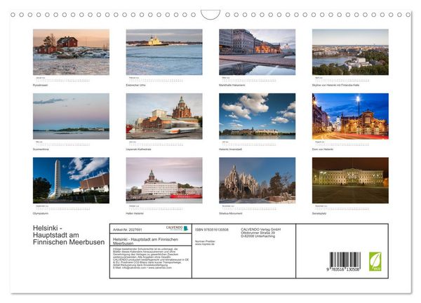 Produktbild: Helsinki - Hauptstadt am Finnischen Meerbusen (Wandkalender 2026 DIN A3 quer), CALVENDO Monatskalender