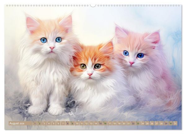 Produktbild: Katzen im Pastellstil (Wandkalender 2026 DIN A2 quer), CALVENDO Monatskalender