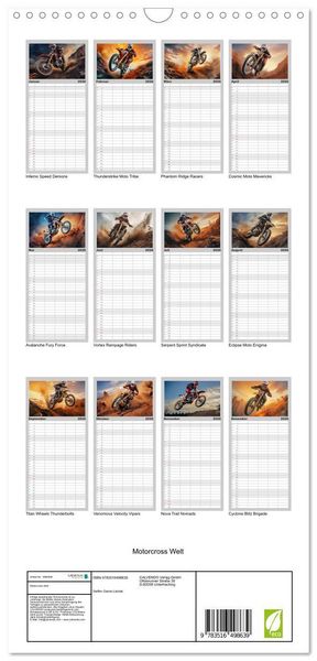 Produktbild: Familienplaner 2026 - Motorcross Welt mit 5 Spalten (Wandkalender, 21 x 45 cm) CALVENDO