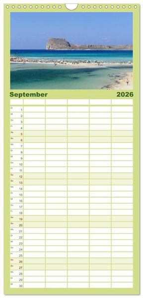 Produktbild: Familienplaner 2026 - Kreta - Paradies an der Wiege Europas mit 5 Spalten (Wandkalender, 21 x 45 cm) CALVENDO