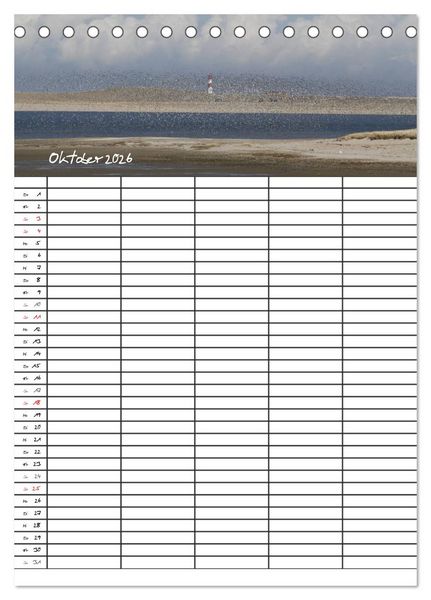 Produktbild: Familienplaner - Sylt (Tischkalender 2026 DIN A5 hoch), CALVENDO Monatskalender