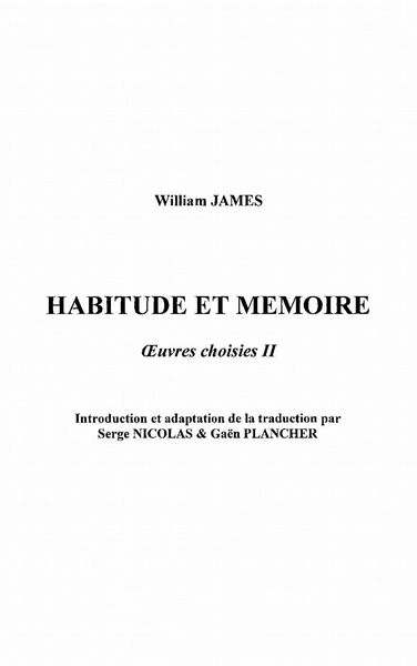 Produktbild: Habitude et memoire - oeuvres choisies ii