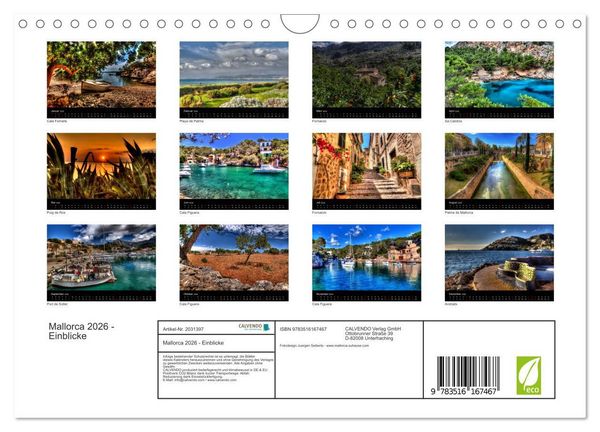 Produktbild: Mallorca 2026 - Einblicke (Wandkalender 2026 DIN A4 quer), CALVENDO Monatskalender