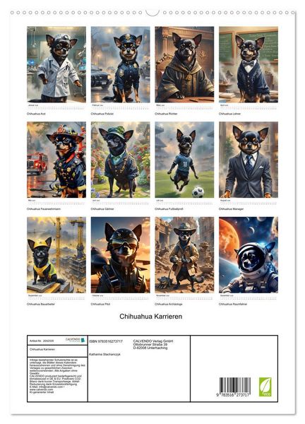 Produktbild: Chihuahua Karrieren (hochwertiger Premium Wandkalender 2026 DIN A2 hoch), Kunstdruck in Hochglanz