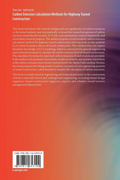 Produktbild: Carbon Emission Calculation Methods for Highway Tunnel Construction