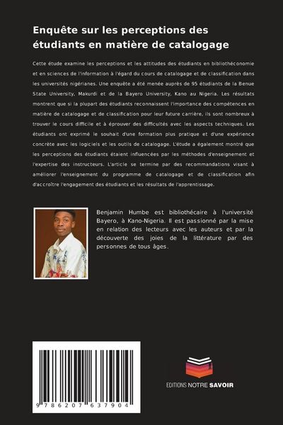 Produktbild: Enqu&ecirc;te sur les perceptions des &eacute;tudiants en mati&egrave;re de catalogage