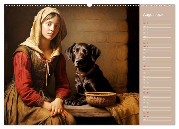 Produktbild: Dame mit Hund (Wandkalender 2026 DIN A2 quer), CALVENDO Monatskalender
