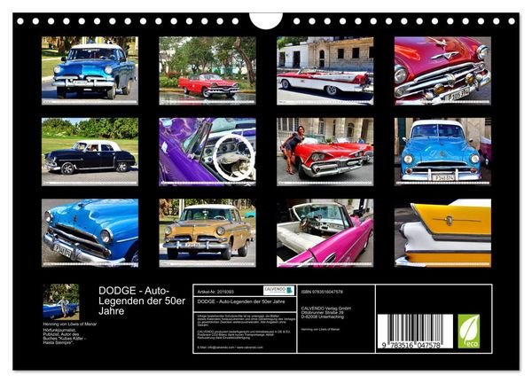 Produktbild: DODGE - Auto-Legenden der 50er Jahre (Wandkalender 2026 DIN A4 quer), CALVENDO Monatskalender