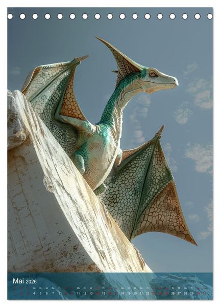 Produktbild: Dinos unterwegs: Urzeitriesen erkunden unsere Welt (Tischkalender 2026 DIN A5 hoch), CALVENDO Monatskalender