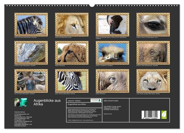 Produktbild: Augenblicke aus Afrika (hochwertiger Premium Wandkalender 2026 DIN A2 quer), Kunstdruck in Hochglanz