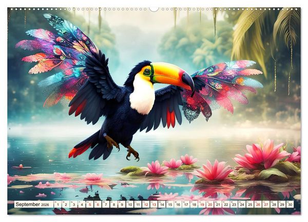 Produktbild: Federleichte Freunde (hochwertiger Premium Wandkalender 2026 DIN A2 quer), Kunstdruck in Hochglanz
