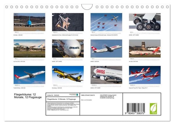Produktbild: Fliegertr&auml;ume: 12 Monate, 12 Flugzeuge (Wandkalender 2026 DIN A4 quer), CALVENDO Monatskalender
