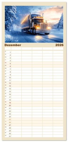 Produktbild: Familienplaner 2026 - Giganten der Stra&szlig;e mit 5 Spalten (Wandkalender, 21 x 45 cm) CALVENDO