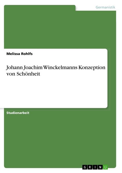 Produktbild: Johann Joachim Winckelmanns Konzeption von Sch&ouml;nheit