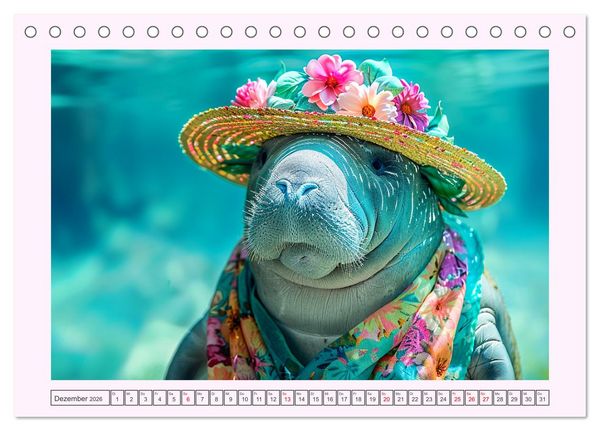 Produktbild: Modische Manatees. Charmante Seek&uuml;he mit Stil (Tischkalender 2026 DIN A5 quer), CALVENDO Monatskalender