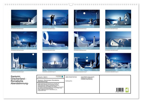 Produktbild: Santorini, Griechenland -Romatische Abendstimmung- (Wandkalender 2026 DIN A2 quer), CALVENDO Monatskalender