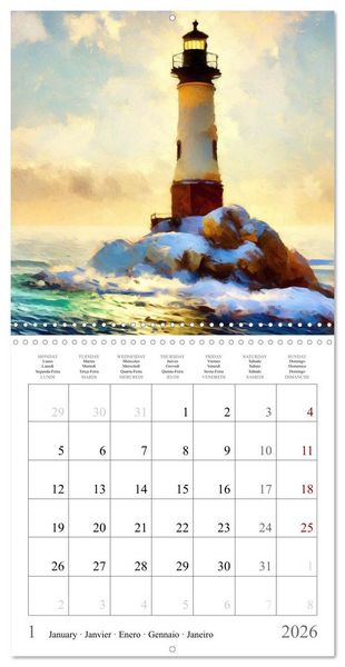 Produktbild: Phares de fantaisie (Calendrier mural carr&eacute; 2026 30x30 cm) Calendrier double avec une page pour vos prises de notes