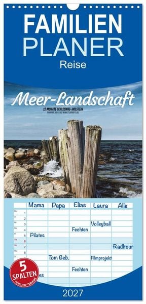 Produktbild: Familienplaner 2027 - Meer-Landschaft - 12 Monate Schleswig Holstein mit 5 Spalten (Wandkalender, 21 x 45 cm) CALVENDO