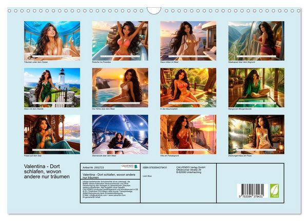 Produktbild: Valentina - Dort schlafen, wovon andere nur tr&auml;umen (Wandkalender 2027 DIN A3 quer), CALVENDO Monatskalender