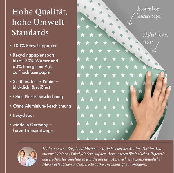 Produktbild: Geschenkpapier-Set Sterne (mint-gr&uuml;n, wei&szlig;)