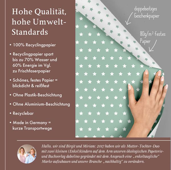 Produktbild: Geschenkpapier-Set Sterne (mint-gr&uuml;n, wei&szlig;)