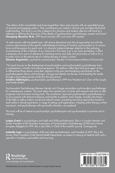 Produktbild: Psychoanalytic Psychotherapy Between Identity and Change