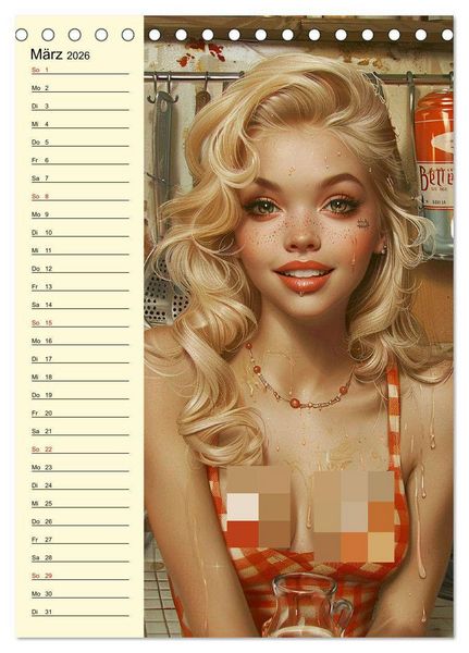 Produktbild: Schatz, ich hab gekocht! Sexy-lustige Pin-up-Girls in der K&uuml;che (Tischkalender 2026 DIN A5 hoch), CALVENDO Monatskalender