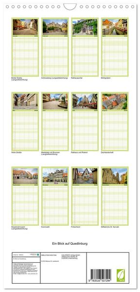 Produktbild: Familienplaner 2026 - Ein Blick auf Quedlinburg mit 5 Spalten (Wandkalender, 21 x 45 cm) CALVENDO